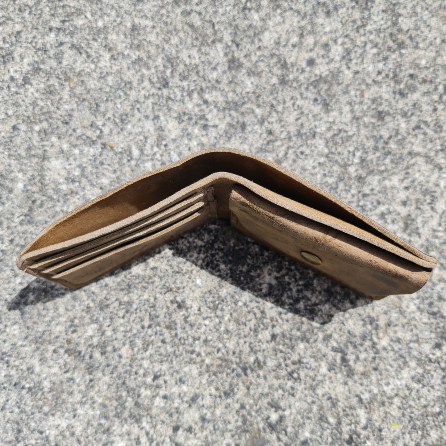 No. 2 Frontiersman Leather Bifold Wallet, C F Stead & Co Desert Kudu Leather, Top Open
