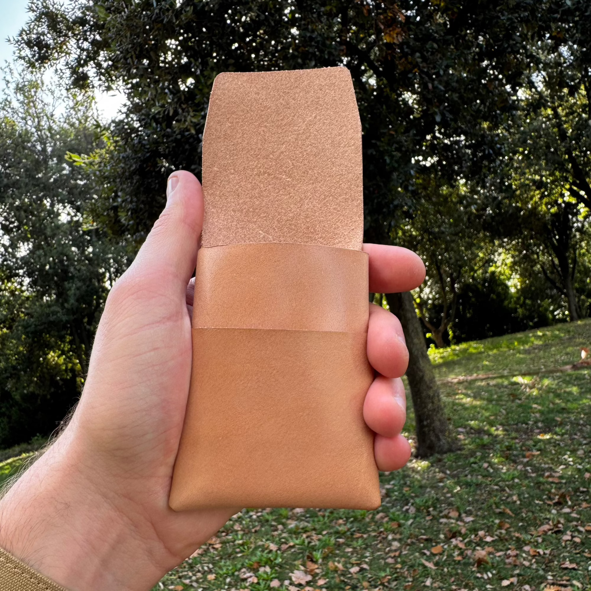 No. 66 Woodsman Leather Fold Wallet, Wicket and Craig Russet, Front Open