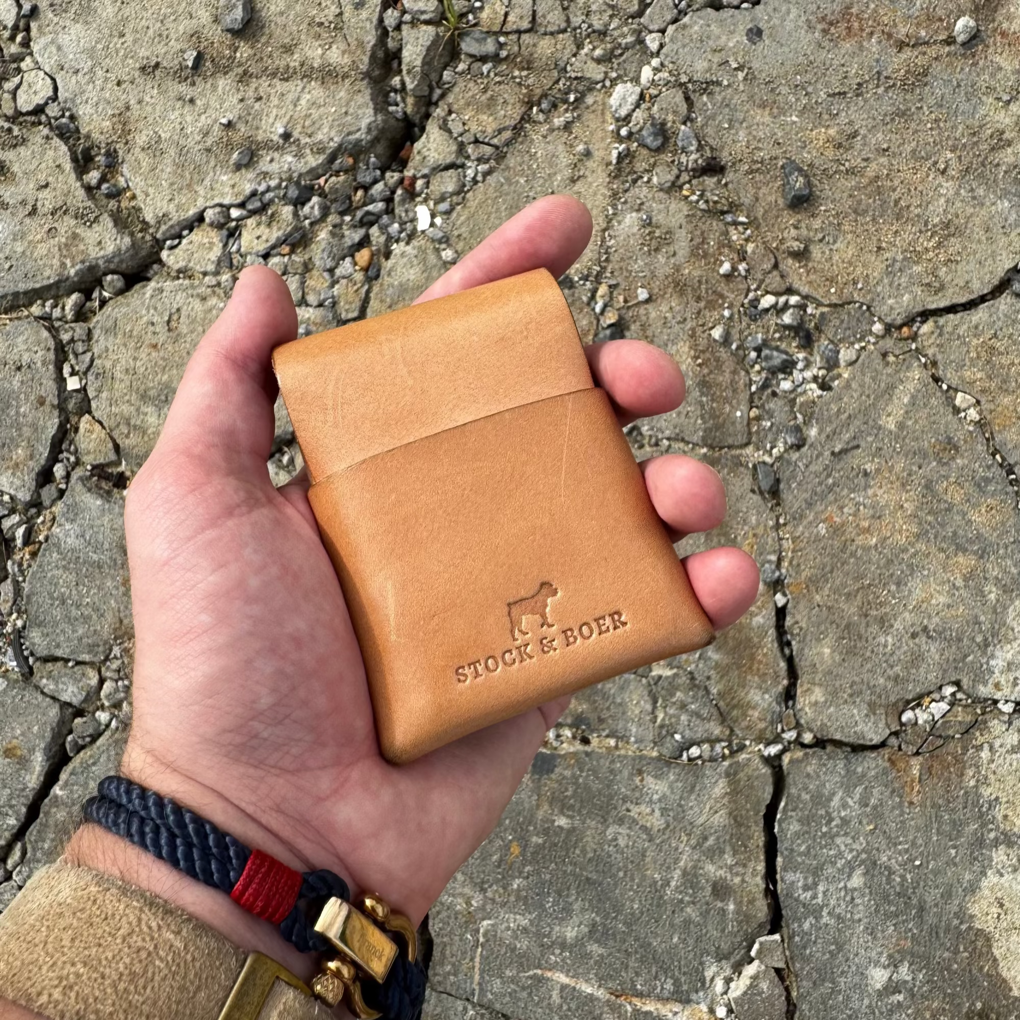 No. 66 Woodsman Leather Fold Wallet, Wicket and Craig Russet, In Hand