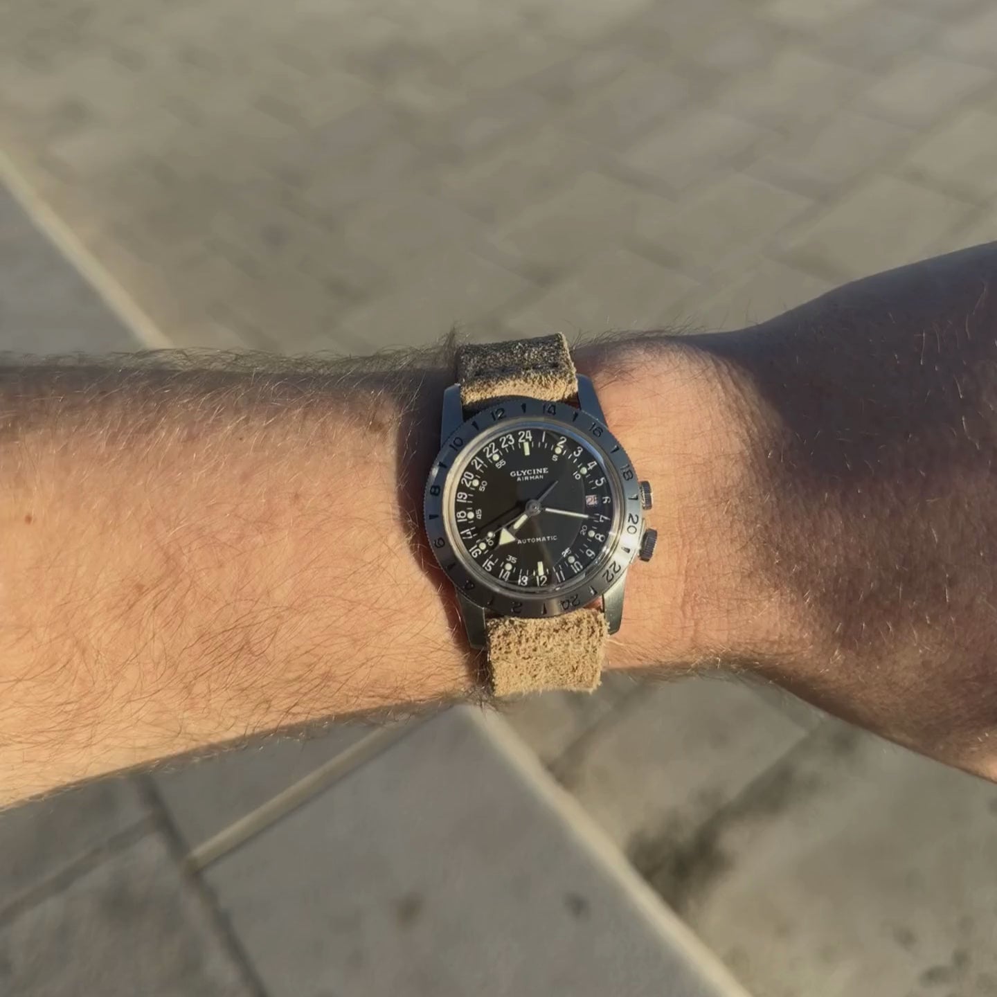 No. 53 Explorer Leather Watch Straps – Suede, On Wrist with Croatian Background – Video