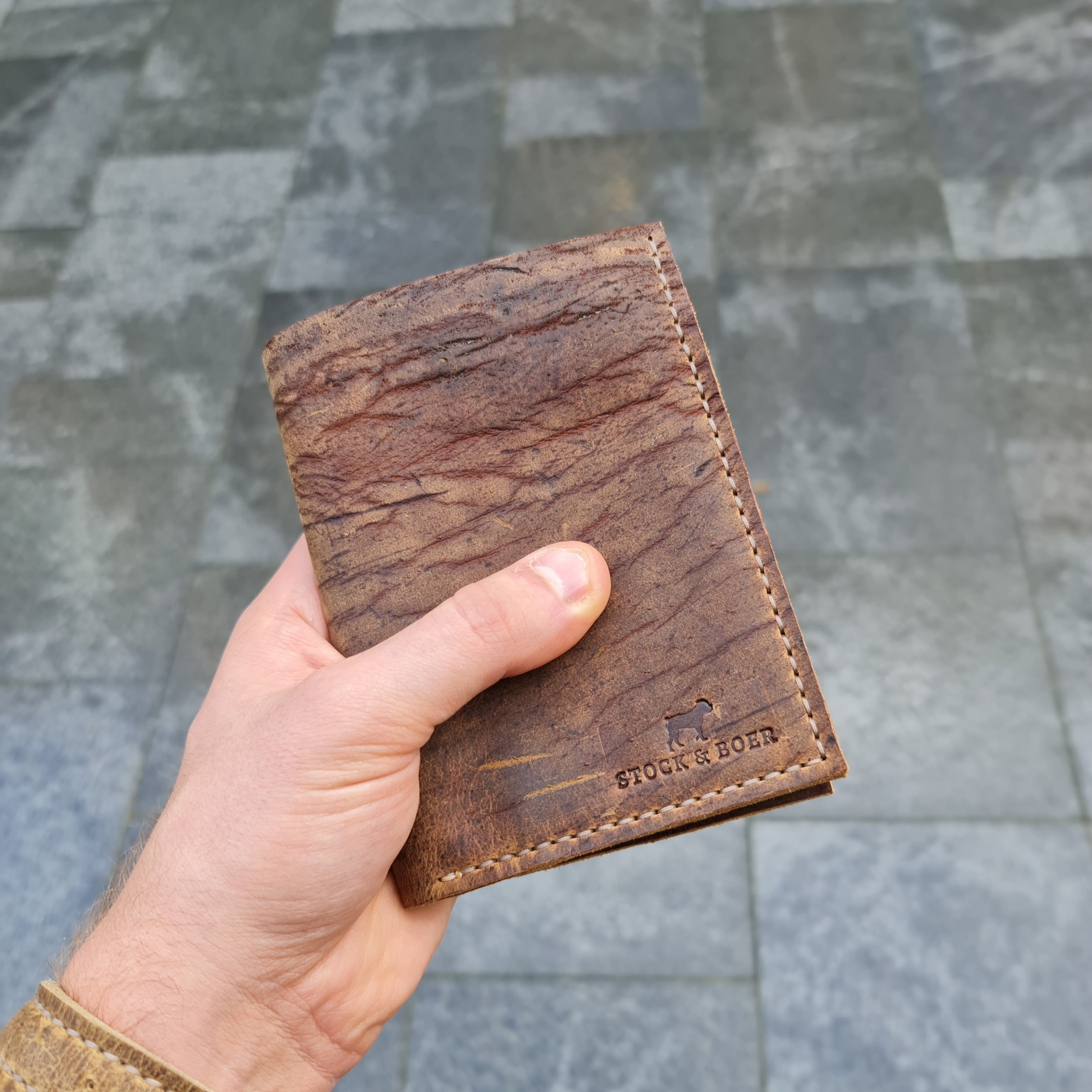 No. 4 Journeyman Passport Wallet, C F Stead & Co Baobab Kudu Leather, Front Outside