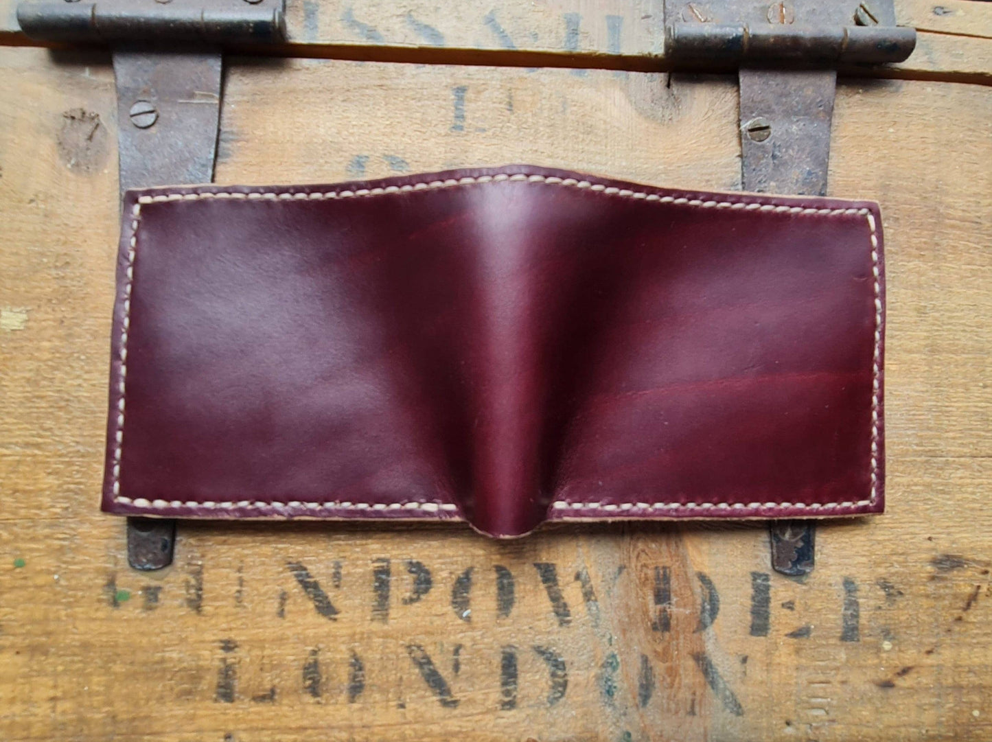 No. 1 Wrangler Card Holders, Horween Burgundy Chromexcel Leather, Back Open