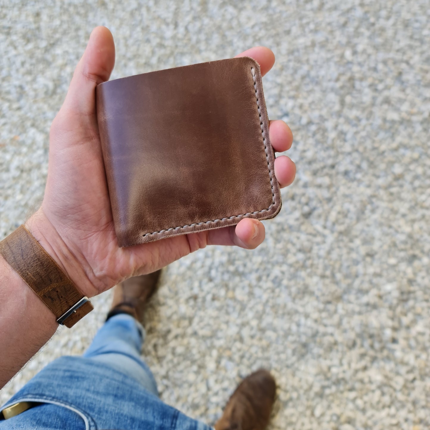 No. 3 Pioneer Billfold Coin Wallet, Horween Natural Chromexcel Leather, Front Street