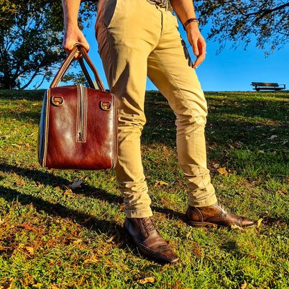 No. 1963 Voyager Travel Bag - Hand Stitched - Tuscan Leather