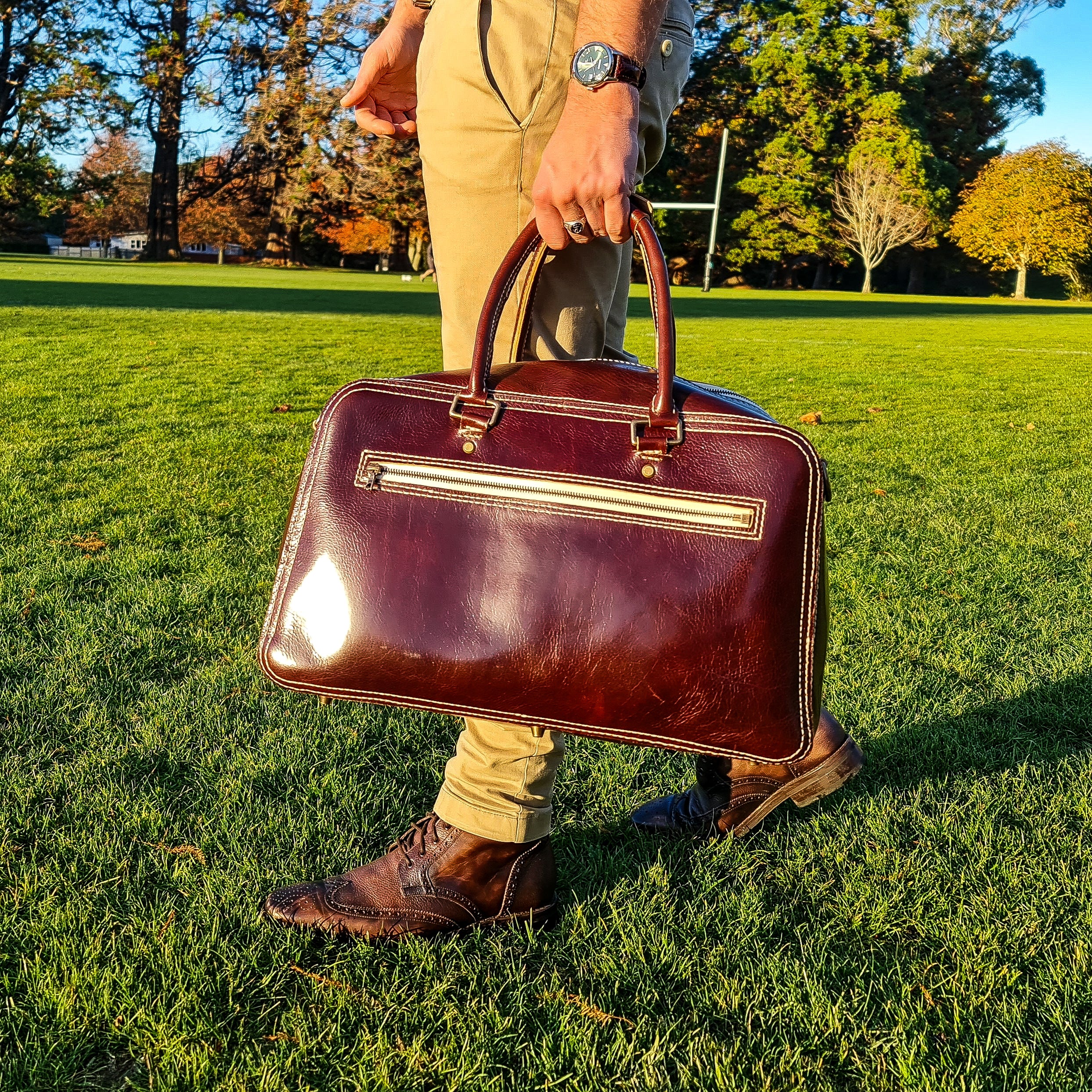 No. 1963 VOYAGER Travel Bag - Hand Stitched - Tuscan Leather