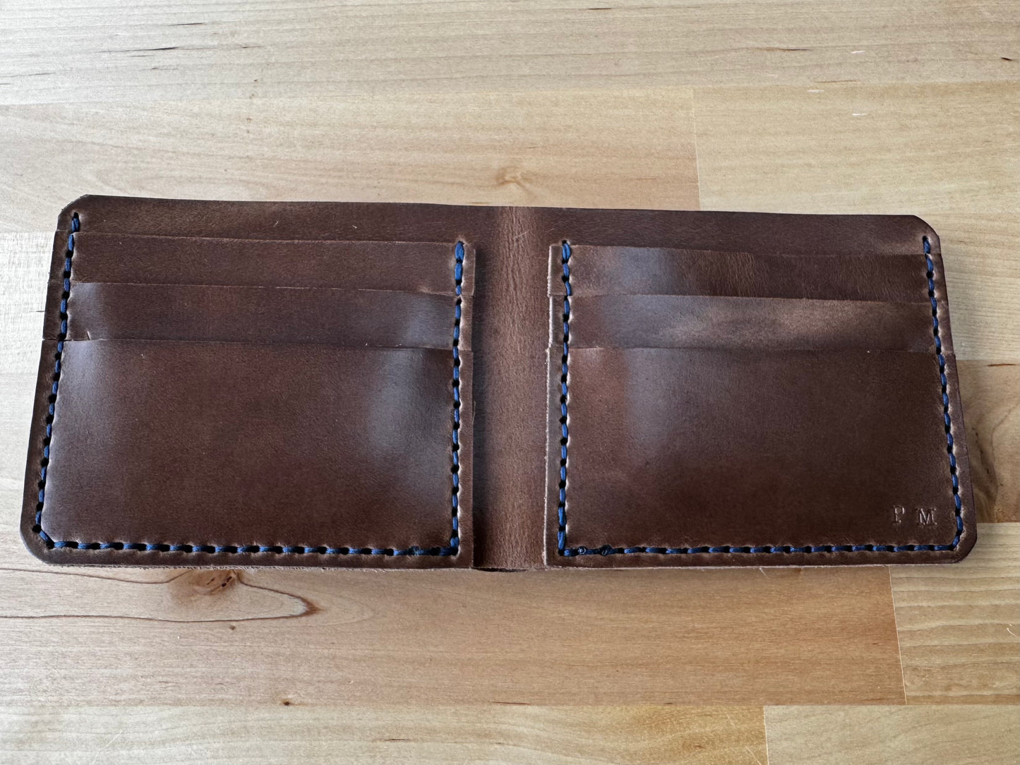No. 2 Frontiersman Leather Bifold Wallet, Horween Natural Chromexcel Leather, Front Open