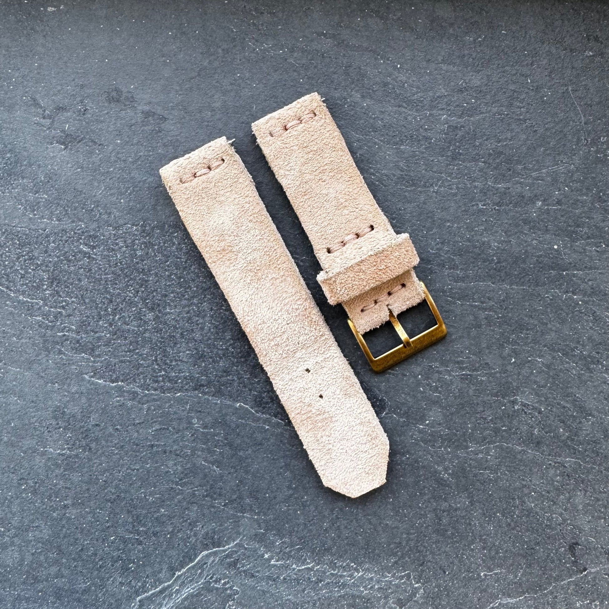No. 1761 Coastline Leather Watch Straps - Suede, Flat on Surface - Image