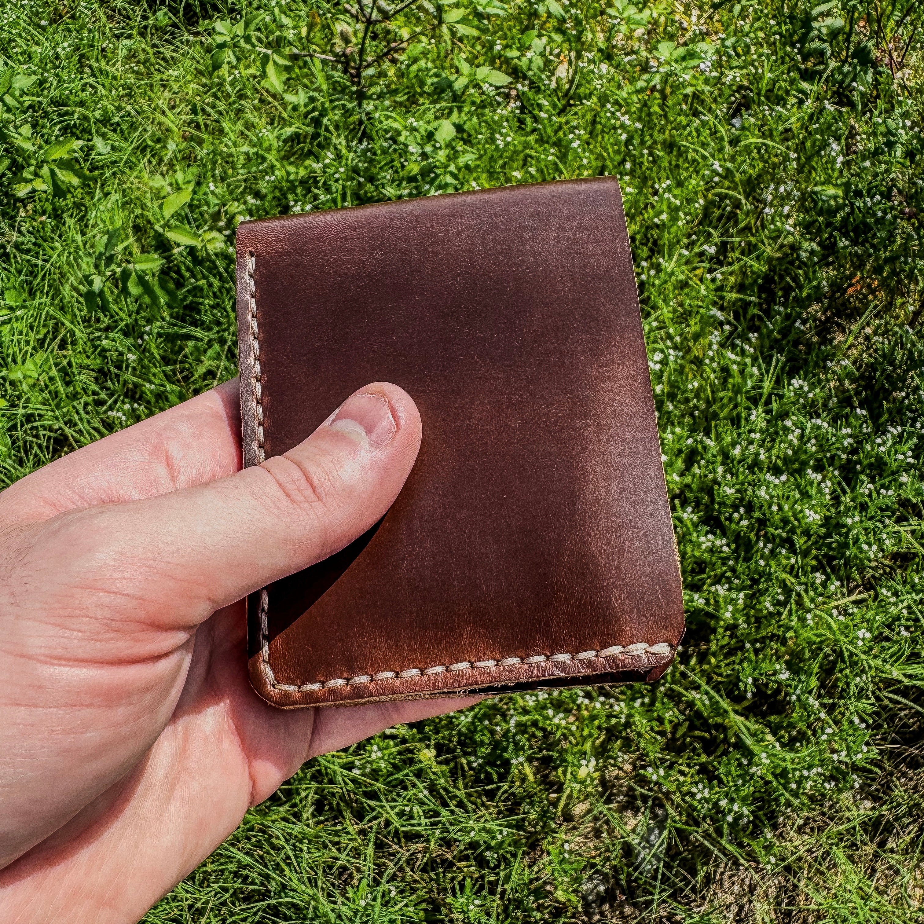 No. 2 Frontiersman Leather Bifold Wallet, Horween Brown Chromexcel Leather, Back Closed