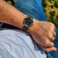 No. 44 Aviator Leather Watch Straps, Minimal Stitching, Desert Kudu Leather, Front On Wrist Nivada Grechen
