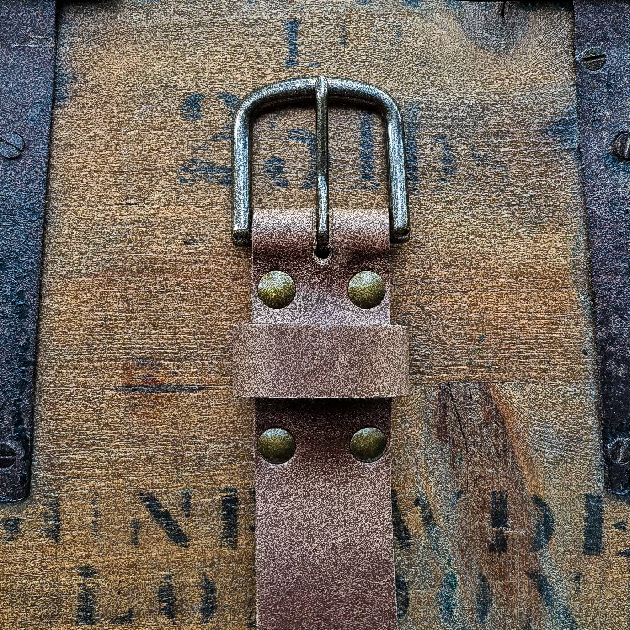 No. 8 Vaquero Full Grain Leather Belt, Horween Natural Chromexcel Leather, Front