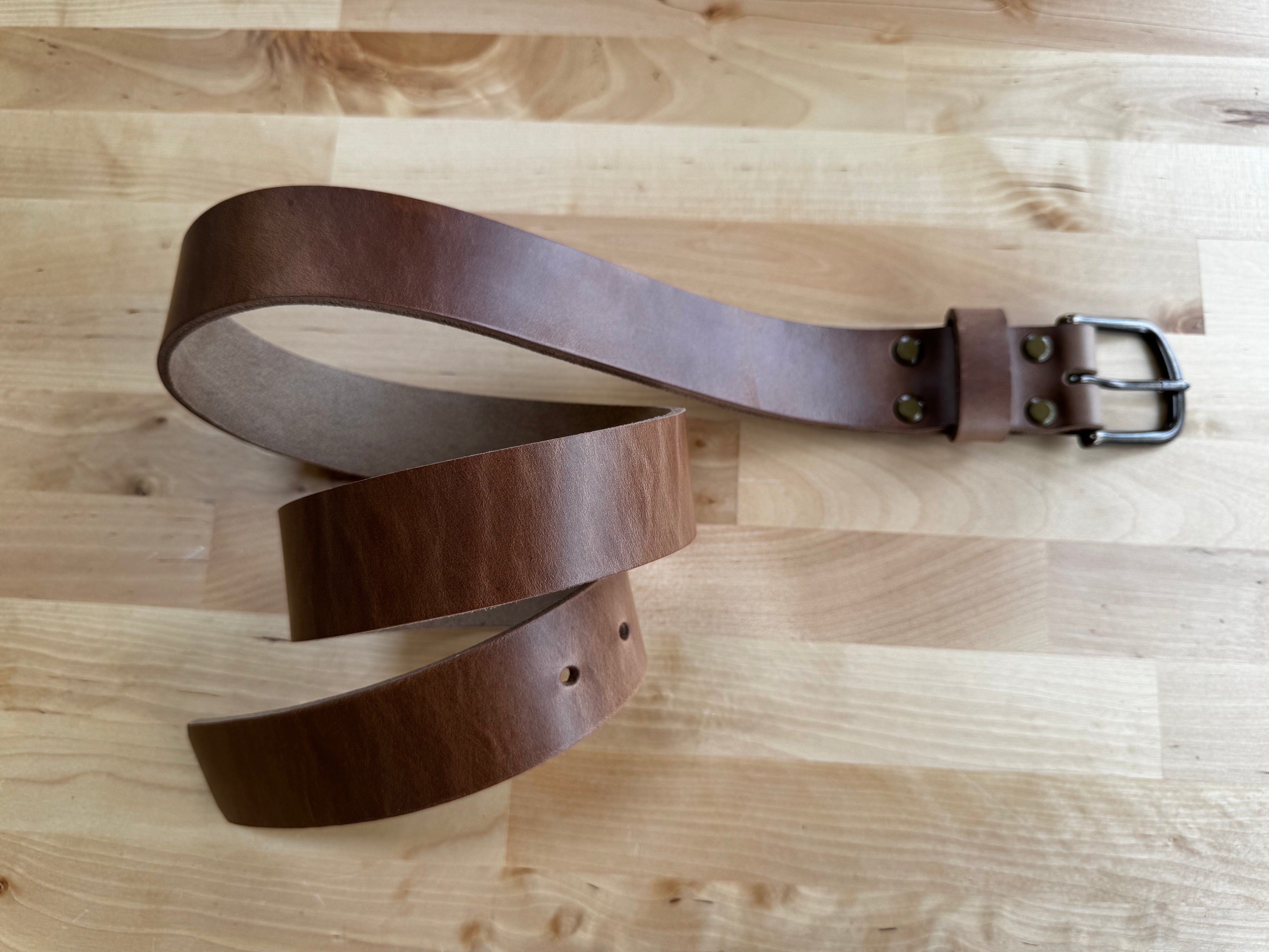 No. 8 Vaquero Full Grain Leather Belt, Horween Natural Chromexcel Leather, Side