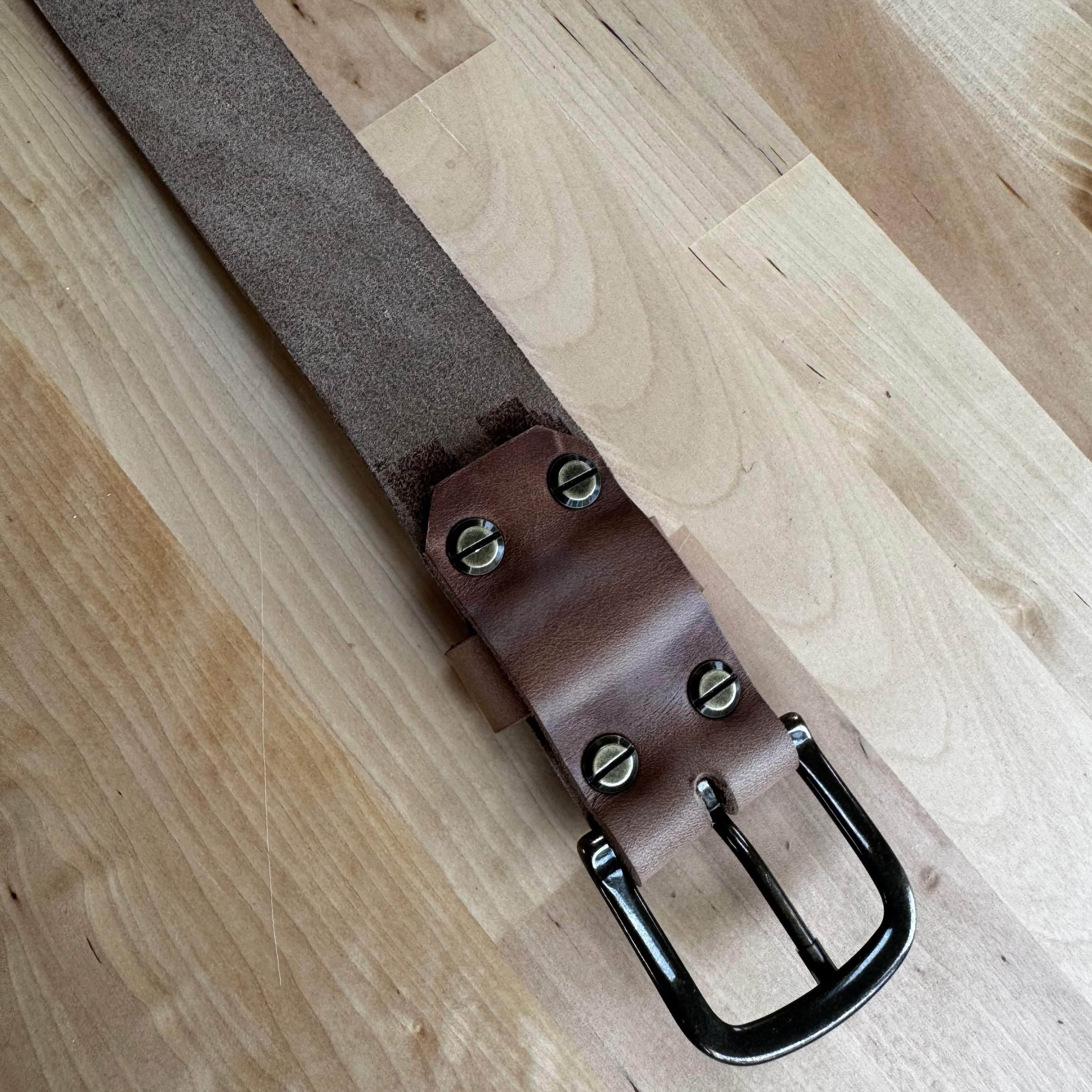 No. 8 Vaquero Full Grain Leather Belt, Horween Natural Chromexcel Leather, Underneath  
