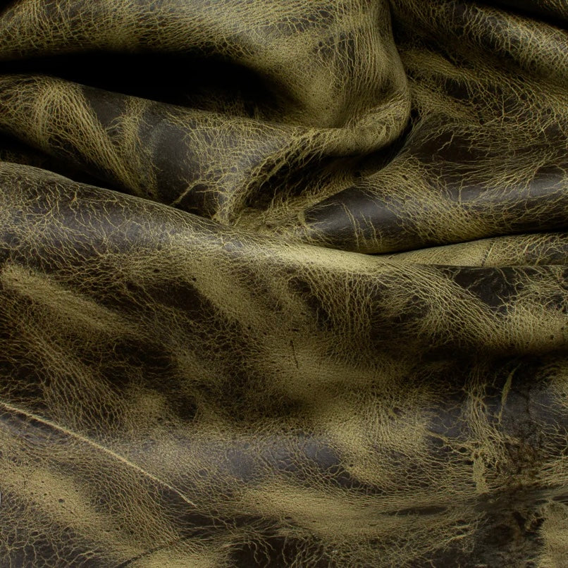 Close-up view of a premium Finger Grass Kudu leather hide from C.F. Stead & Co, showcasing the distinct, rugged natural grain, intricate texture, and unique, character-filled finish of this exceptional exotic leather.