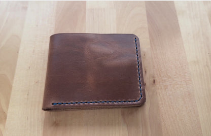 No. 2 Frontiersman Leather Bifold Wallet, Horween Natural Chromexcel Leather, Blue Stitch - VIdeo