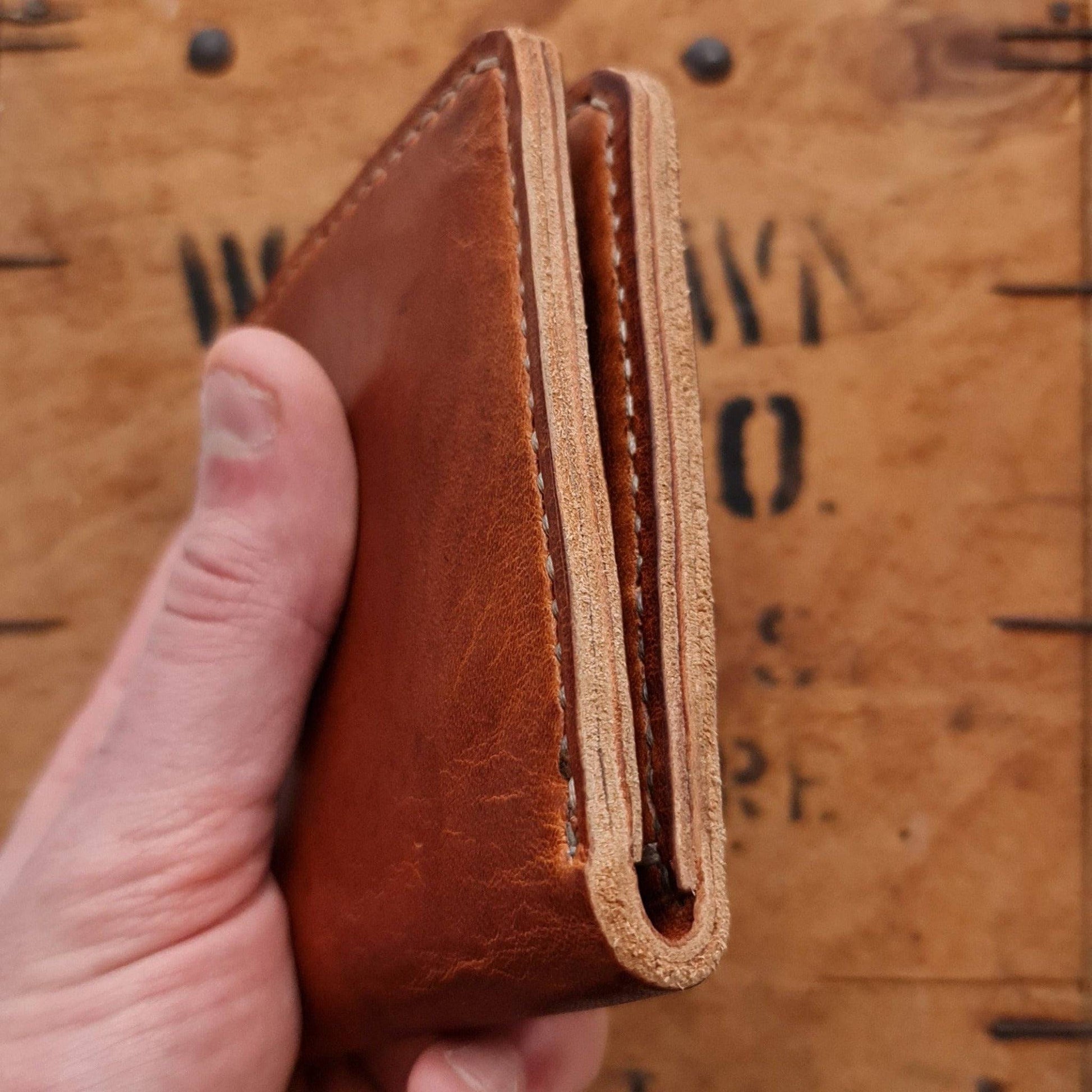 Men's Leather Wallet - Tan Wallet - Horween Dublin