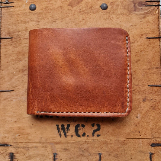 The Frontiersman men's leather wallet with cash and card holder in English Tan full grain leather