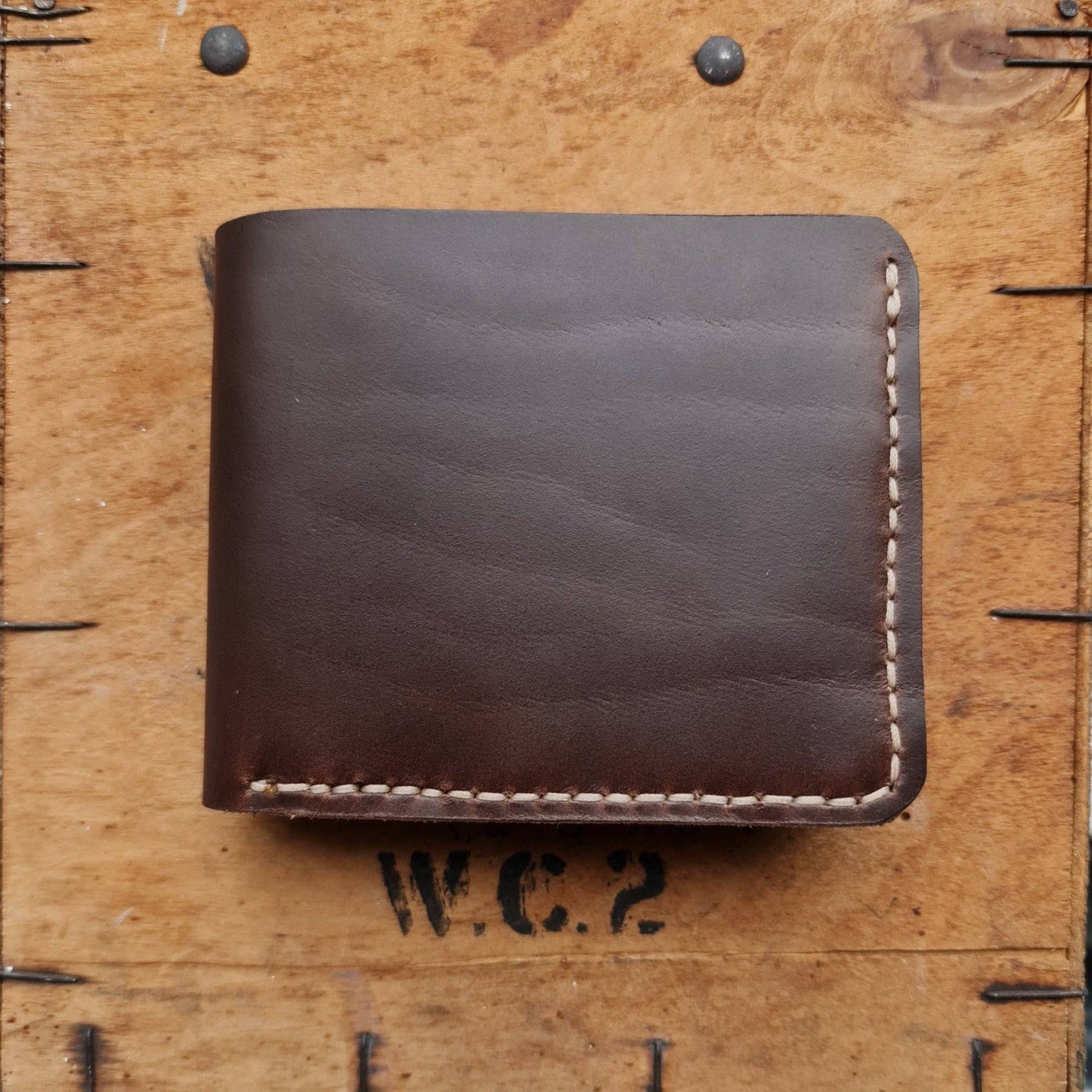 The Frontiersman men's leather wallet with cash and card holder in Brown full grain leather