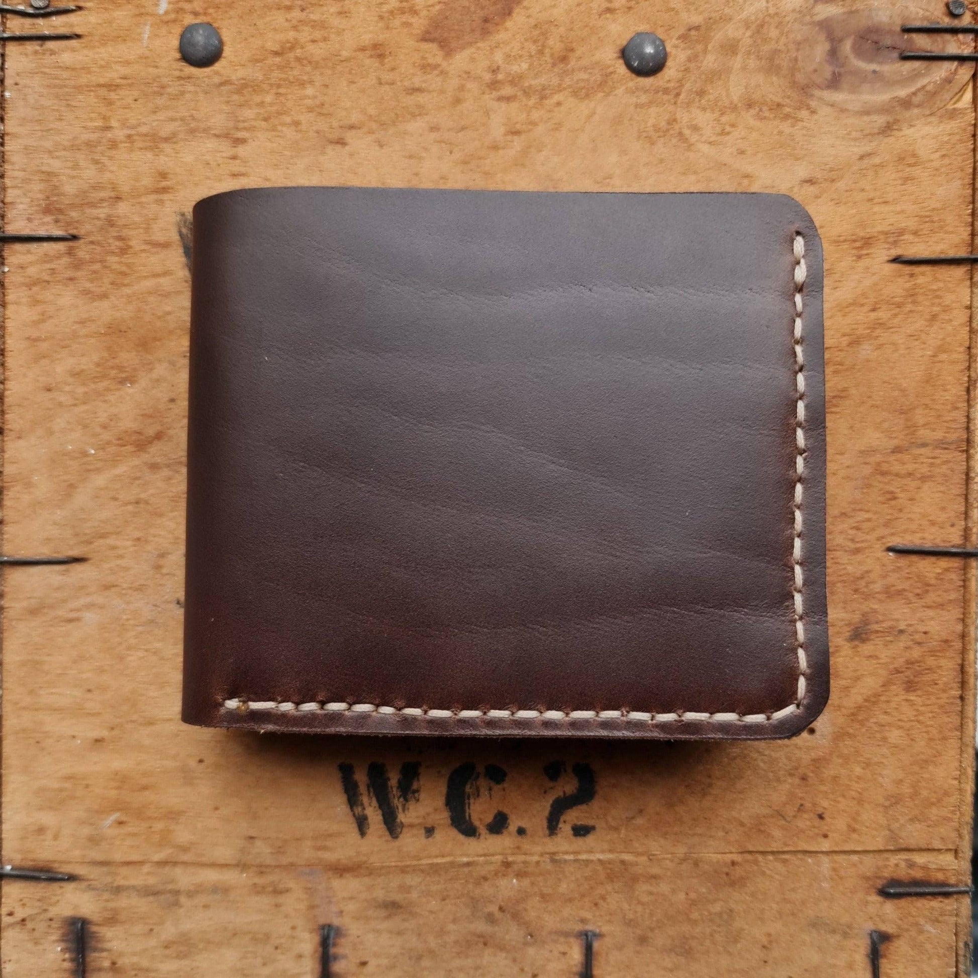 The Frontiersman men's leather wallet with cash and card holder in Brown full grain leather