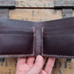 No. 2 Frontiersman Custom Leather Wallets, Horween Burgundy Chromexcel Leather, Front Open