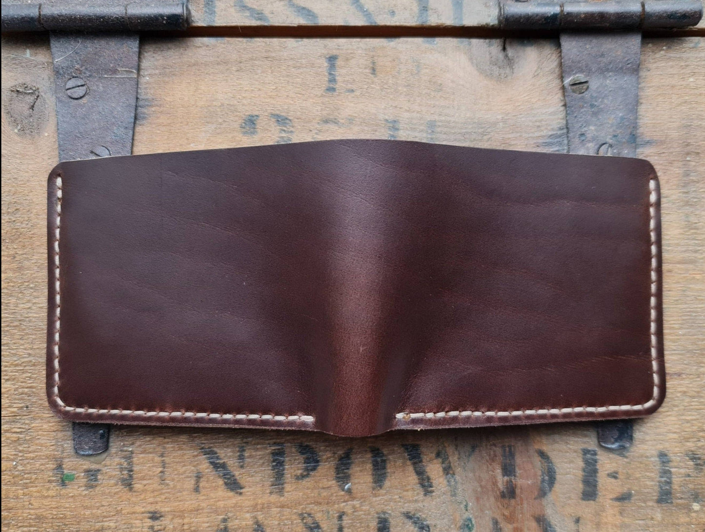 No. 2 Frontiersman Custom Leather Wallets, Horween Brown Chromexcel Leather, Back Open