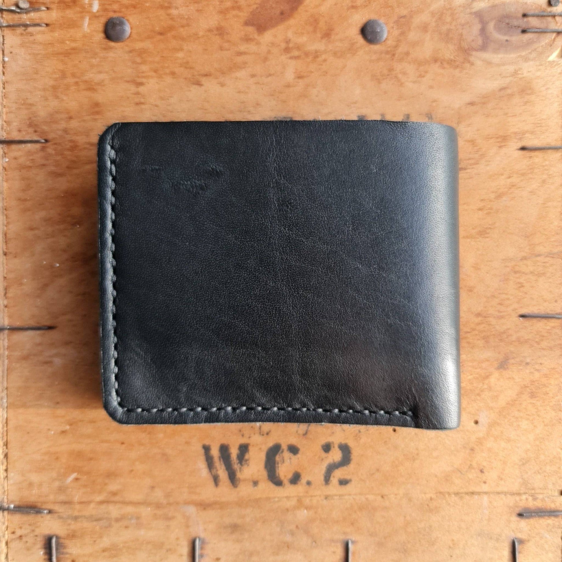No. 2 Frontiersman Leather Bifold Wallet, Horween Black Dublin Leather, Back