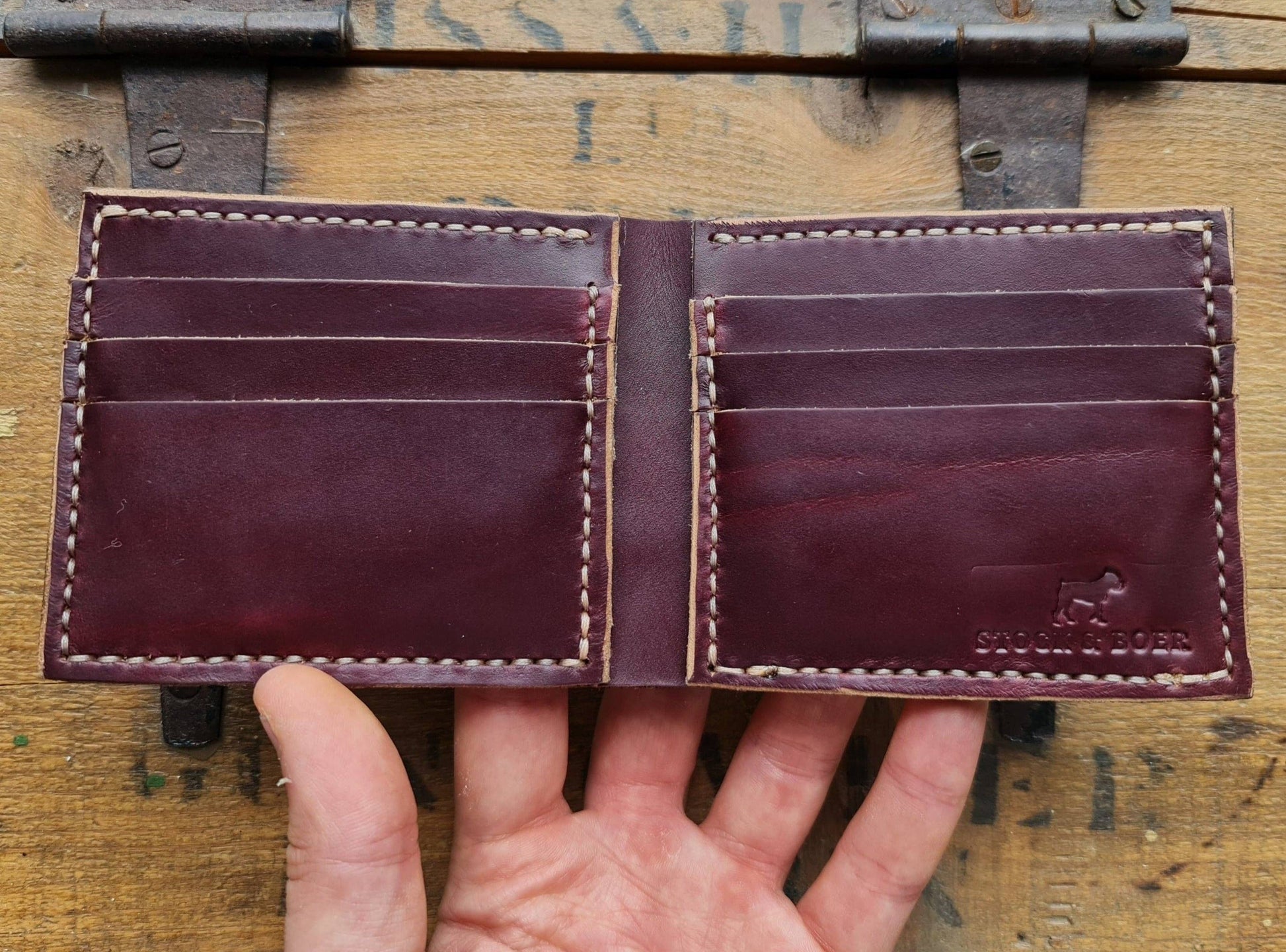No. 1 Wrangler Card Holders, Horween Burgundy Chromexcel Leather, Front Open