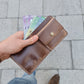 No. 3 Pioneer Billfold Coin Wallet, Horween Natural Chromexcel Leather, Front Open Street Displaying Cash