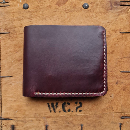 No. 2 Frontiersman Leather Bifold Wallet, Horween Burgundy Chromexcel Leather, Front