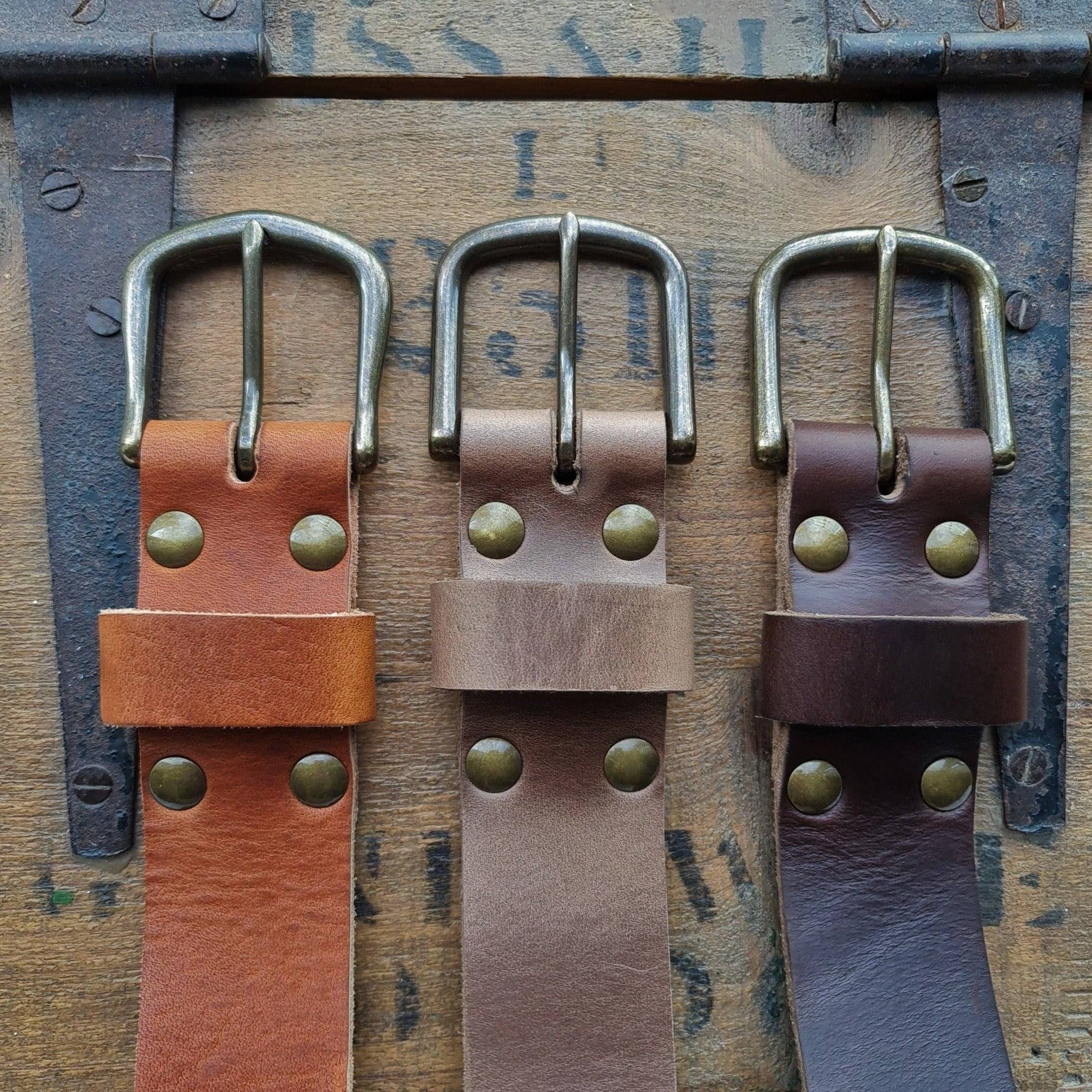 No. 8 Vaquero Full Grain Leather Belt, Horween Leather, 3 Belts Front
